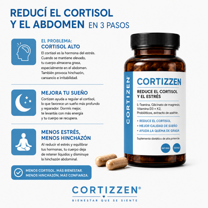 Cortizzen | Regula el Cortisol | Reduce la Hinchazón. Mejora tu Descanso. Elimina Sofocos. Reduce el Estrés