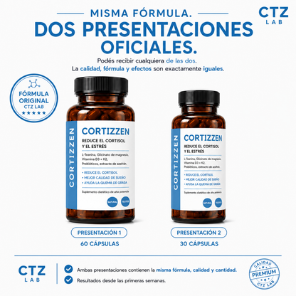 Cortizzen | Regula el Cortisol | Reduce la Hinchazón. Mejora tu Descanso. Elimina Sofocos. Reduce el Estrés
