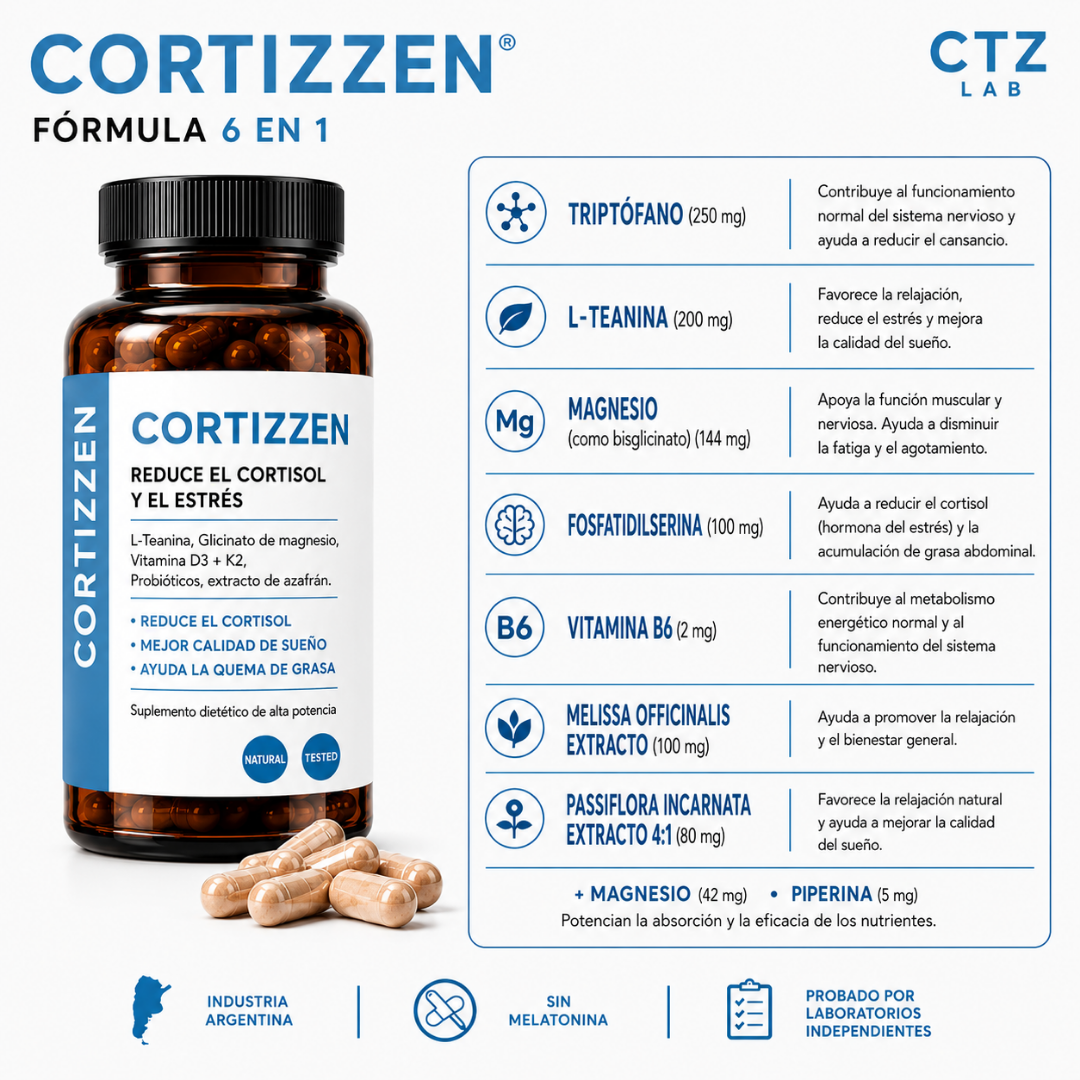 Cortizzen | Regula el Cortisol | Reduce la Hinchazón. Mejora tu Descanso. Elimina Sofocos. Reduce el Estrés
