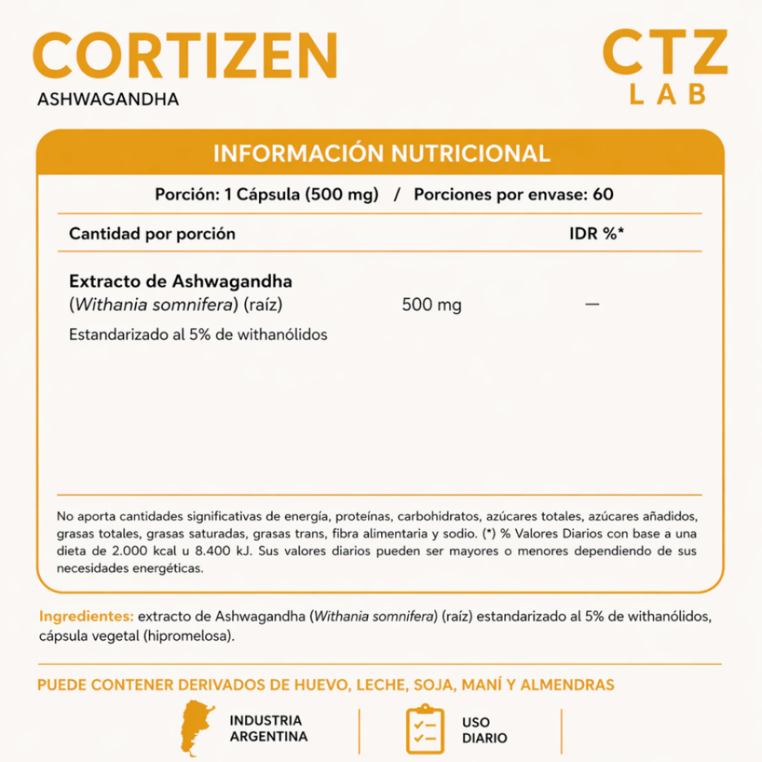 CORTIZZEN | ASHWAGANDHA MAS ENFOQUE, MENOS ESTRÉS Y MAS ENERGÍA