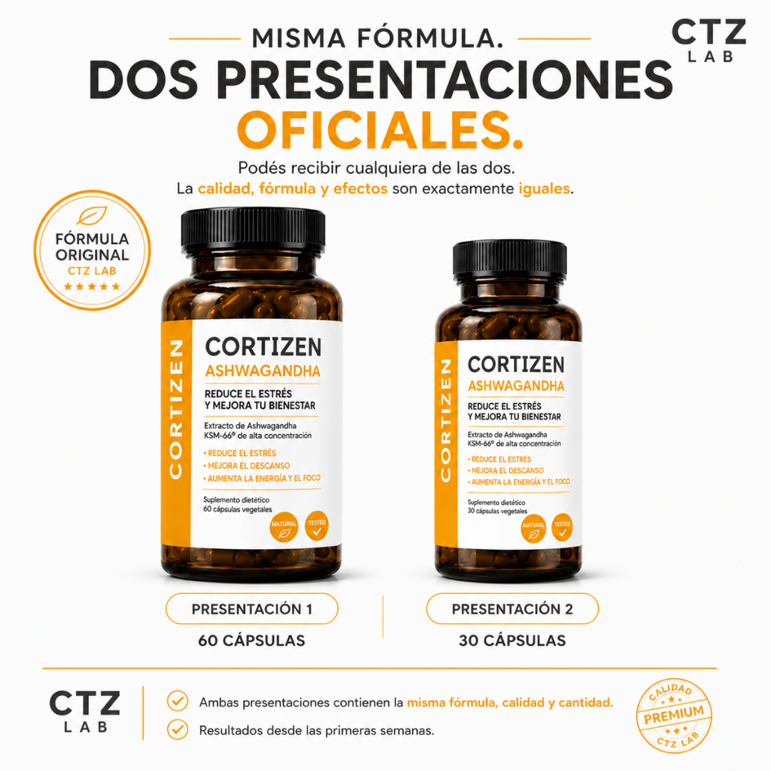 CORTIZZEN | ASHWAGANDHA MAS ENFOQUE, MENOS ESTRÉS Y MAS ENERGÍA