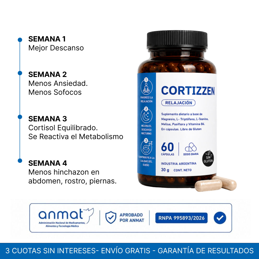 Cortizzen | Regula el Cortisol | Reduce la Hinchazón. Mejora tu Descanso. Elimina Sofocos. Reduce el Estrés